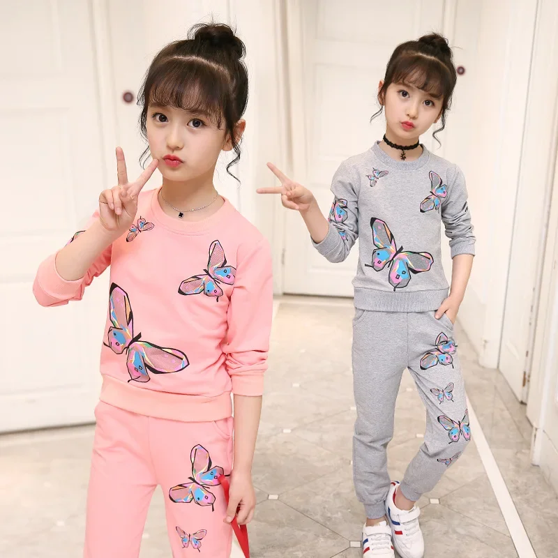 

New Kids Clothes Sets Girls Autumn Clothing Big Children'S Casual Hooded Sweatshirt +Leggings Teens Sports Suits 4 5 7 9 11 13Y