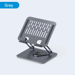 Hagibis 360° Rotating Aluminum Tablet Stand - Adjustable Dual Rod Support & Foldable Cradle (Gray)