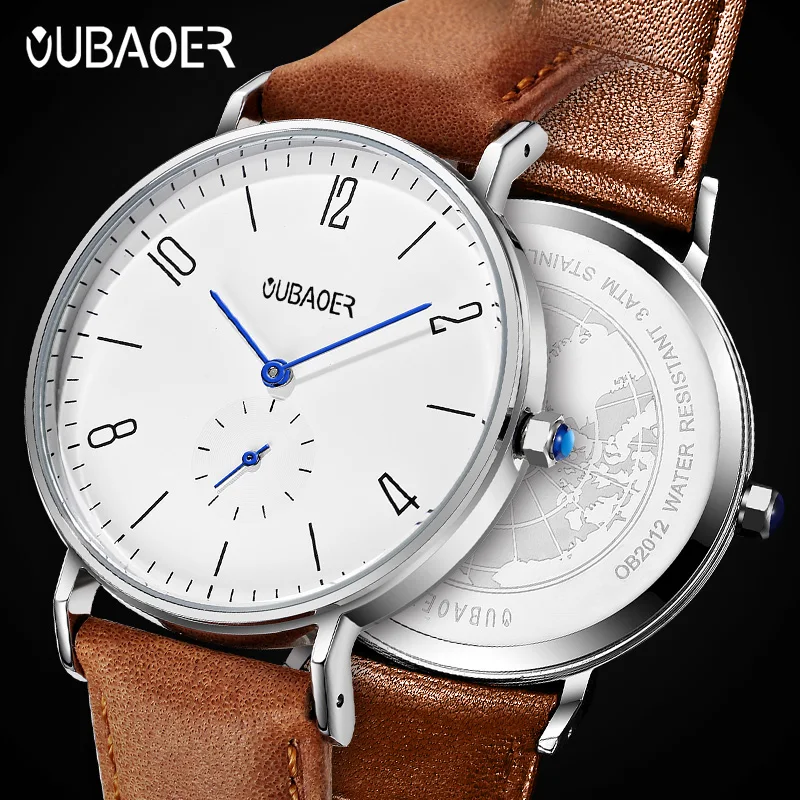 

40mm New OUBAOER Men's Quartz Watches Sapphire Luxury Chronograph Stainless Steel Waterproof Men's Watch Relogio Masculino