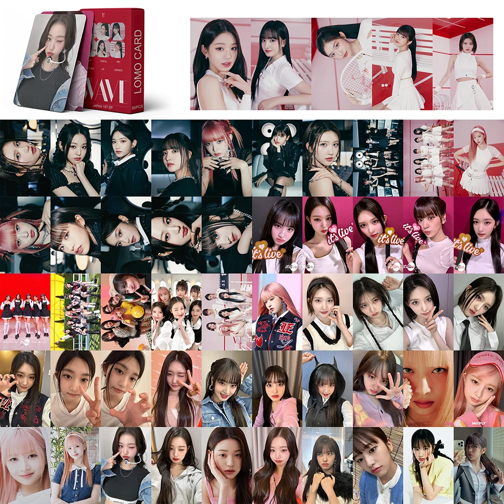 55pcs Kpop IVE WAVE Novo Álbum Lomo Cards IVE Photocards Álbum Cartão Lomo Cartões Postais Fãs Collction Gift