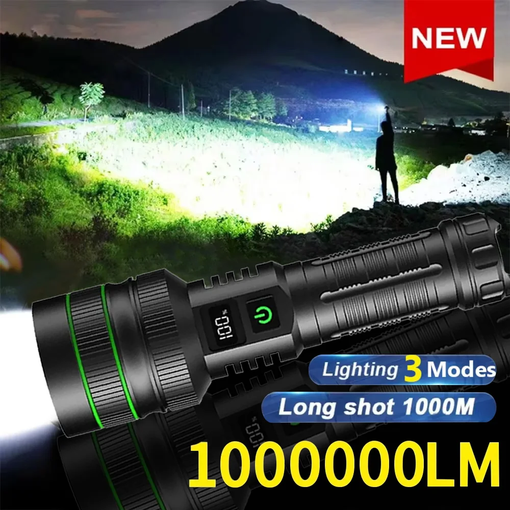 Strong Light Lantern High Power LED Flashlight USB Rechargeable Powerful Tactical Torch Super Long Range Lamp Outdoor Fishing