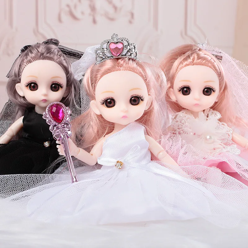 

16.5cm Cartoon Cute Wedding Dress Little Princess Doll Gift Toy Child Girl Kawaii Crown Princess Doll Girl's Birthday Gift Doll