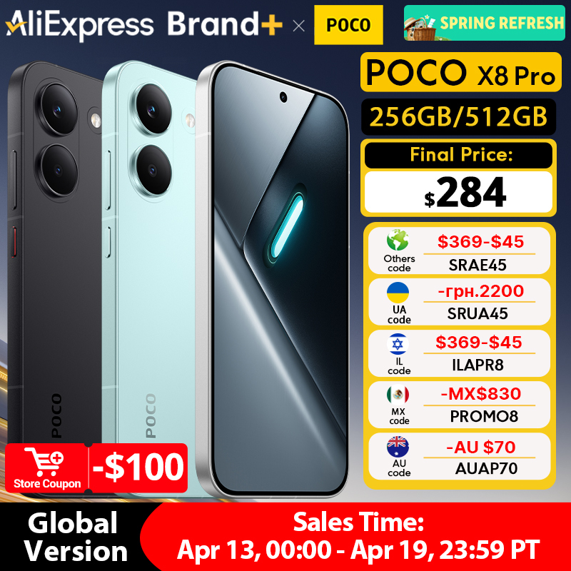  Global Version POCO X8 Pro 5G 120Hz Ultra-Bright AMOLED DisplaySmartphone 1.5K Dimensity 8500-Ultra NFC 50MP 