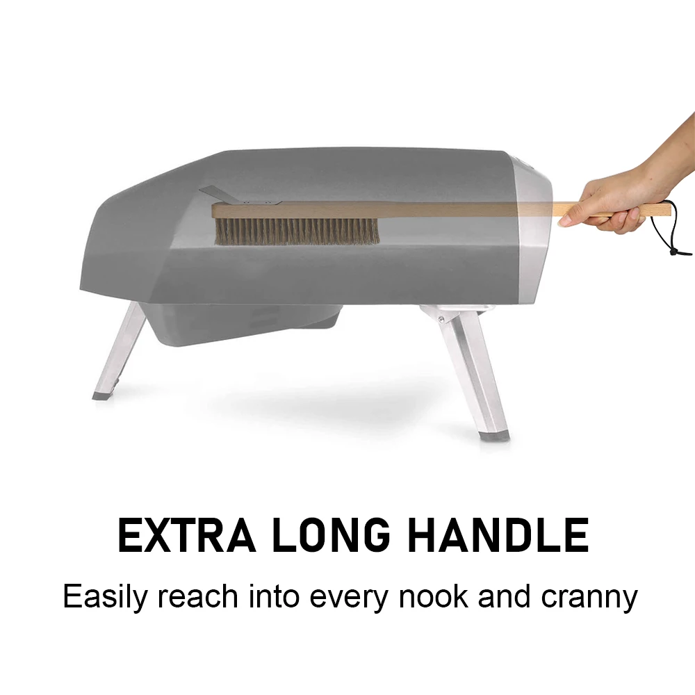 Pizza Oven Copper Brush Wood Handle Bristle Brass Scraper Household Grill Cleaning Brush Oven Accessories 22 inch