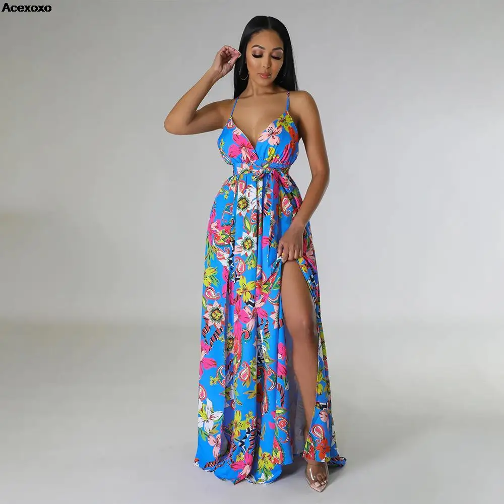 

2023 new fashion temperament floral summer beach casual halter dress