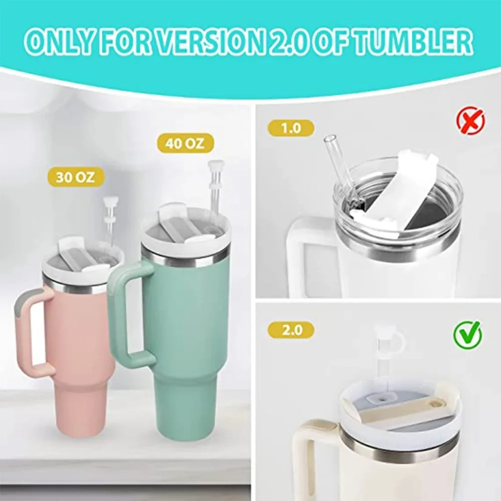 Description Picture 5 of item6pc Silicone Spill Proof Stopper for Stanley Cup 2.0 40oz/30oz Tumbler Reusable Straw Cap Leakproof Plug Set Drinking Accessorie