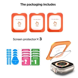 Premium Tempered Glass Screen Protector with Alignment Tool for Apple Watch Ultra - 49mm (3PCS)