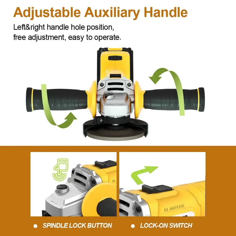 20v Grinding Polisher Power Lithium Battery Angle Grinder 100mm Cordless Electric Angle Grinder Metal Concrete Cutter Tools
