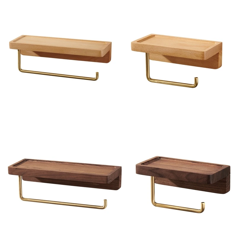 Wall-mounted Tissue Roll Holder with Storage Tray -purpose Toilet Paper Dispenser Brass Paper Holder Waterproof