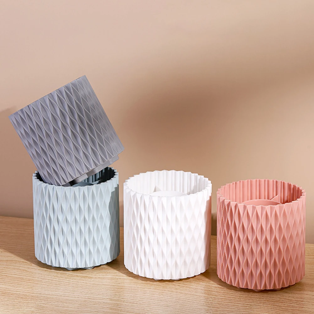 1PC Desk Stationery Storage Box Makeup Cartridge Mouth Red Storage Box Light Luxury Bucket Rotating Pen Holder