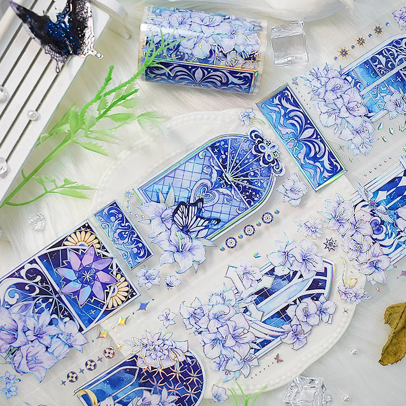 2m/Roll Beautiful Flower Tape Flower Washi Masking Tape Aesthetic Decorative Adhesive Sticker for DIY Scrapbooking Journal Diary