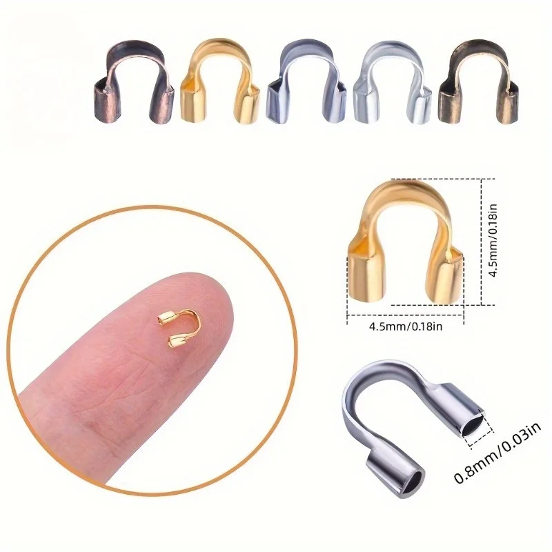 100pcs Wire Protectors U-shaped Wire Protection Loop Wire Cable Thread Protectors with Box Accessories for DIY Craft Earrings
