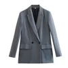 PB&ZA2024 autumn new women's fashionable and casual temperament versatile solid color lapel long sleeved suit jacket 5
