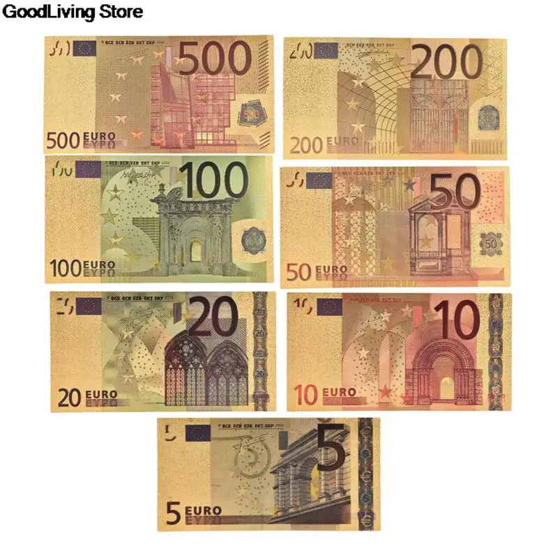 3/4/5/7/8/10pcs fake money EUR Gold Banknotes 24K Gold Fake Paper Money for Collection Euro Banknote Sets 11Style fake money prop toy,gold plated banknote,euro banknote crafts,commemorative banknotes