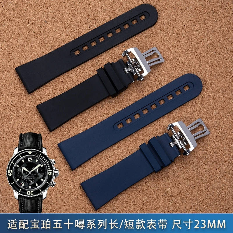 

23mm High Quality Canvas Rubber strapWatch band Special for Blancpain Fifty Fathoms 5000 5015 Strap Butterfly buckle Tools