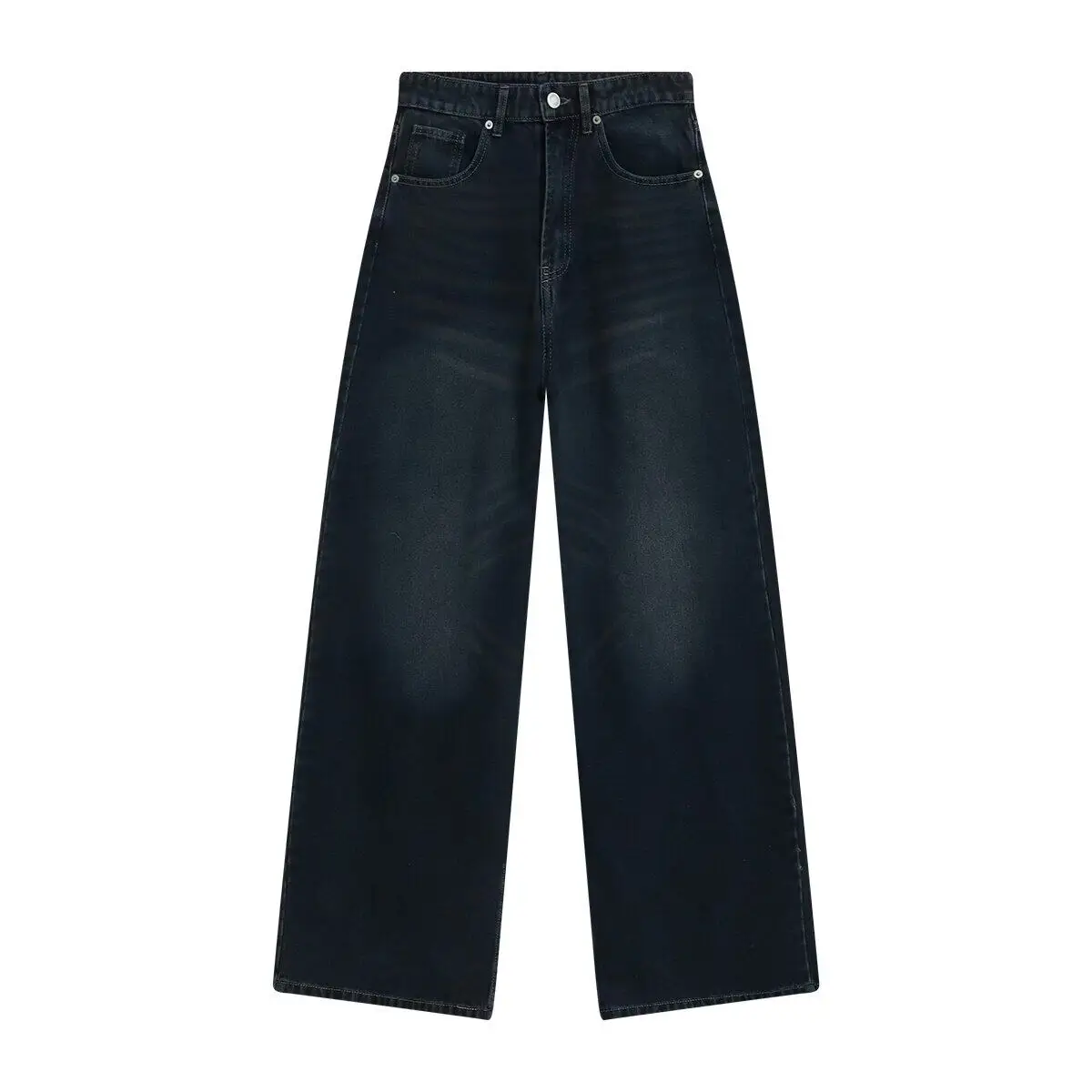 High Waist Wide Leg Jeans Women's Fashion Versatile Design Spring New Style Casual Pants Polyester Fabric Teen Girls - 4