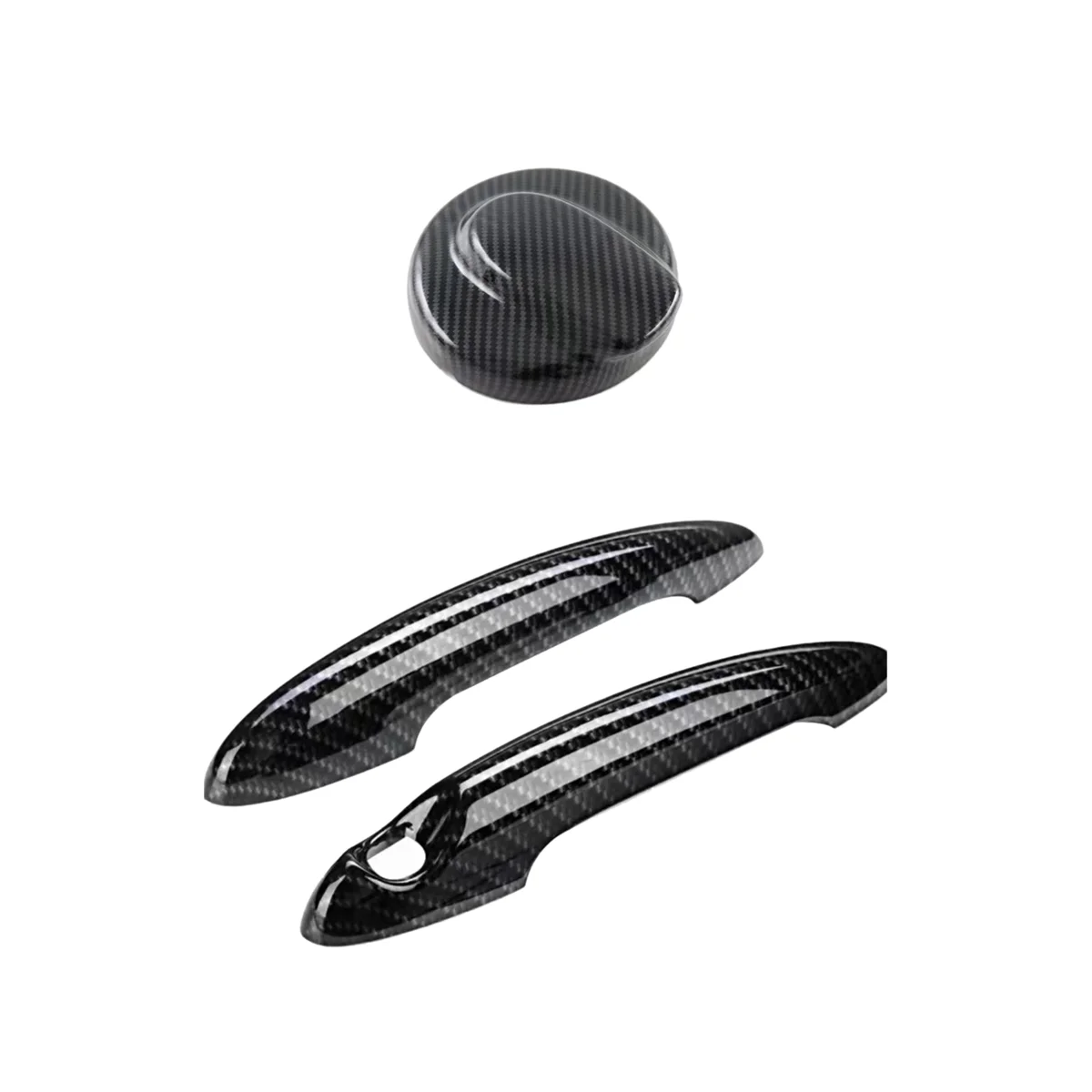 

Car Gas Fuel Tank Filler Cap Cover Exterior Door Handle Covers for BMW Mini Cooper S R55 R56 2007-2013(Carbon )