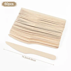 Eco-Friendly Disposable Wooden Cutlery Set for Rustic Events & Parties (60pcs-knife-14cm)