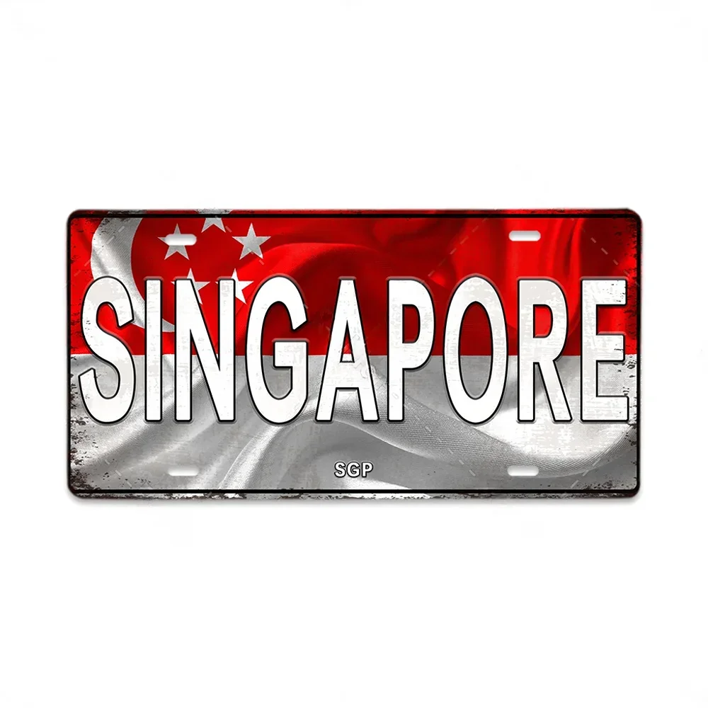 Vintage Tourism Country Poster Metal Sign - Retro License Plate Style Wall Art
