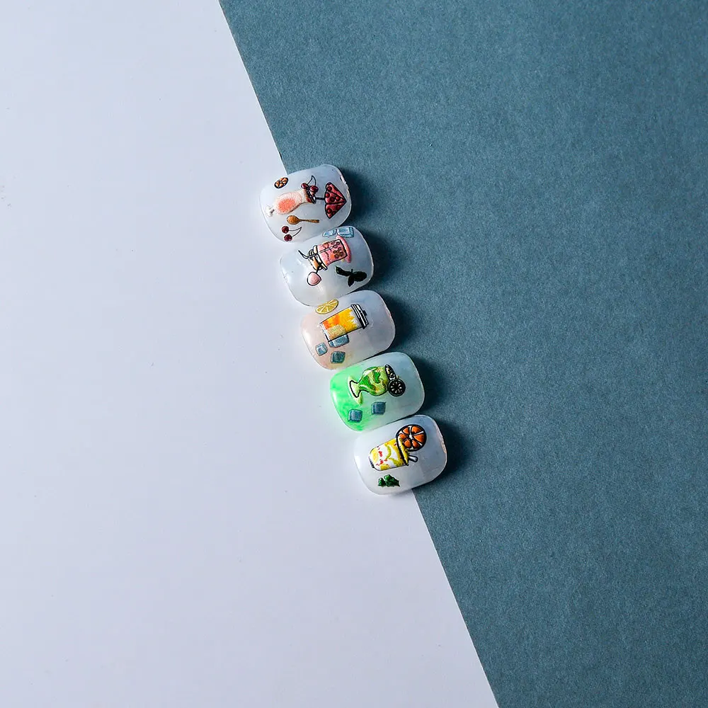 Soft Drinking Summer Time 5D Nail Sticker Manicure Decoration Nail Wraps Designs Slide 6
