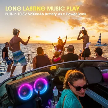 100W Bluetooth Speakers V5.3, IPX6 Waterproof Portable Loud Wireless Speaker with Deep Bass/Karaoke Outdoor Boombox with Lights 6