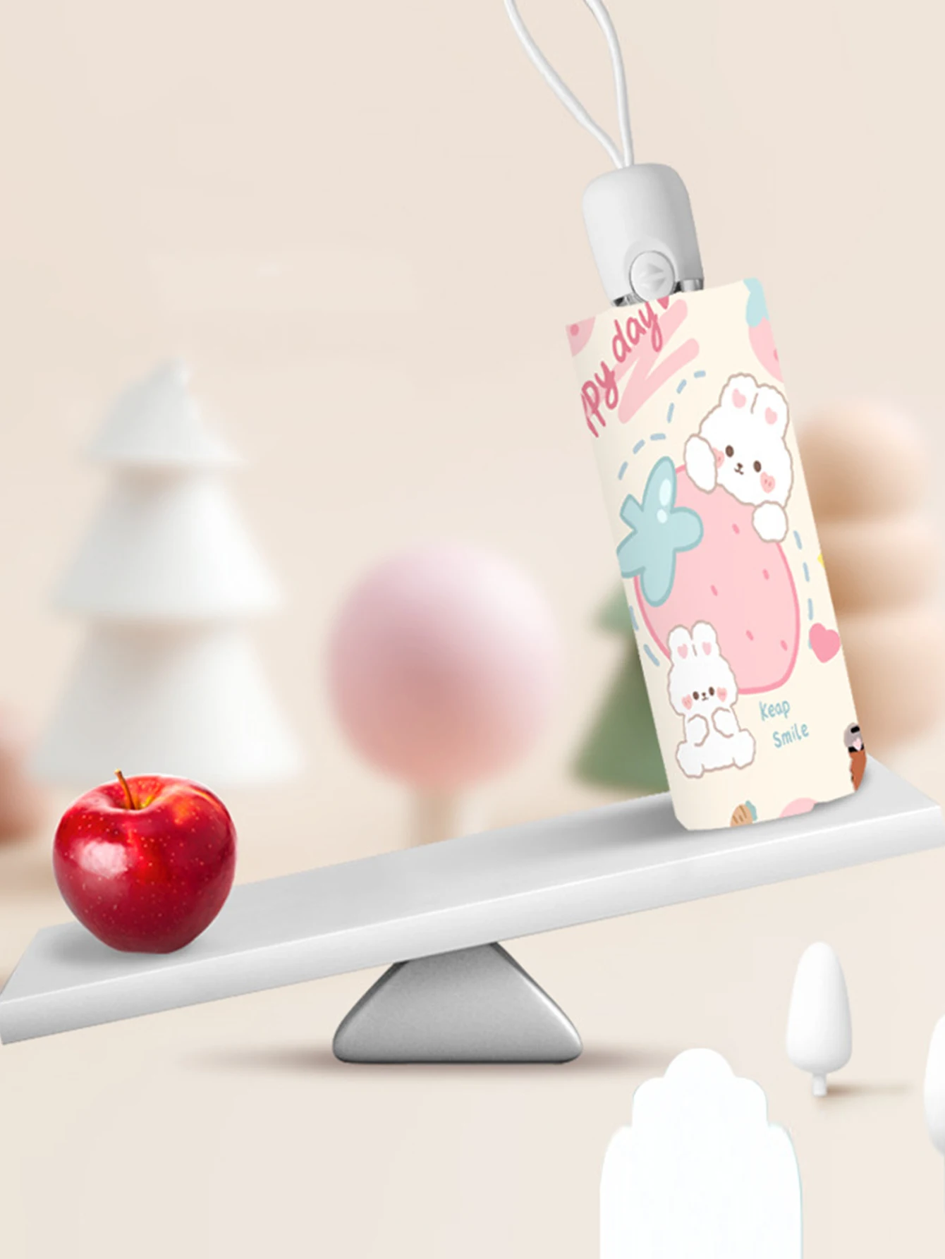 Sun Umbrella Fully Automatic Umbrella Female Pink Rabbit Sunscreen Sun Rain Dual Use Mini Fol