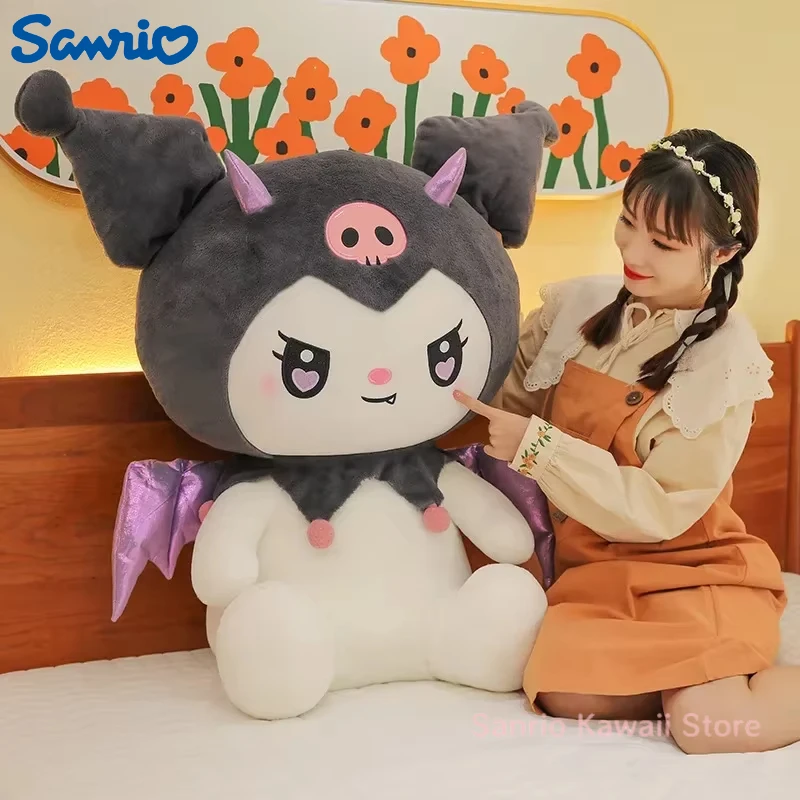 40/50/60CM 빅 사이즈 Sanrio 귀여운 악마 Kuromi 플러시 장난감 천사 내 멜로디 플러시 베개 인형 박제 동물 홈 장식 선물