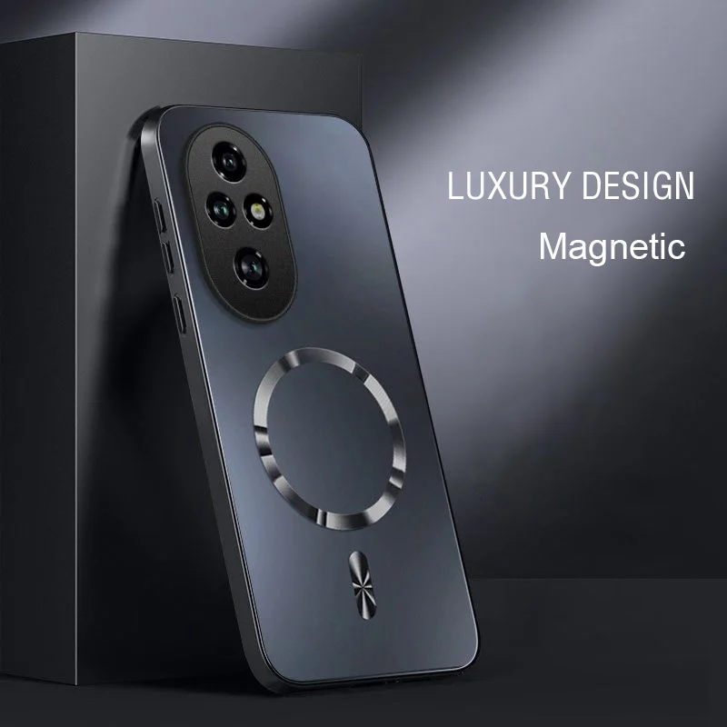 Magnetic Matte Silicone Shockproof Case with Wireless Charging and Hard PC Bumper
