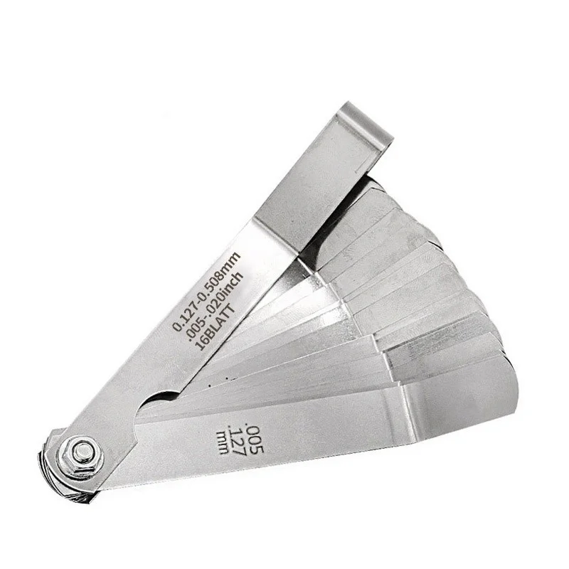 16 Blades Feeler Gauge 0.127 to 1MM Metric Gap Filler Gage Measurment Tool For Engine Valve Adjustment Valve Shim