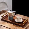 Wooden Tray with Golden Metal Handle for Water Cup Fruit Food Bread Sundries Serving Tray Household Organizer 4