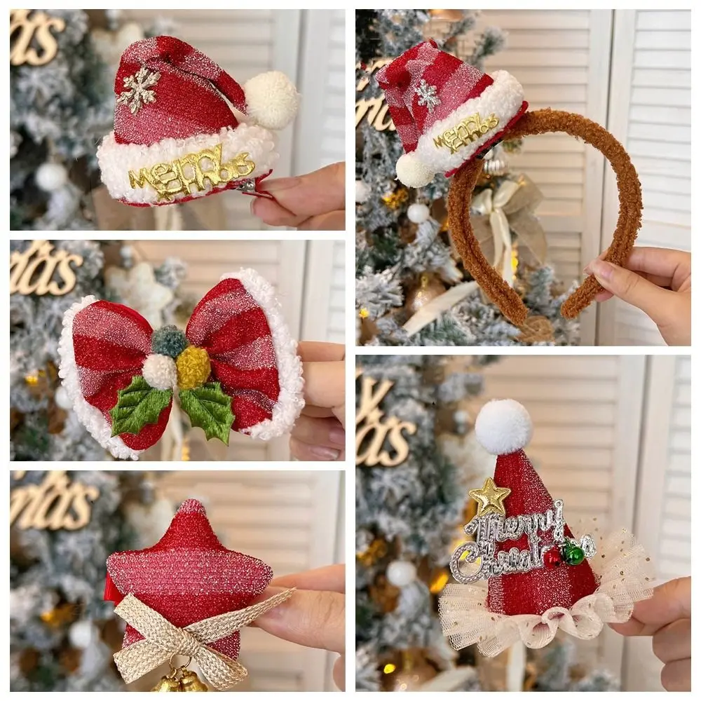 Merry Christmas Decor Christmas Hairpin Sequin Star Christmas Hat Headband Snowflake Santa Claus Children Antler Hair Clip