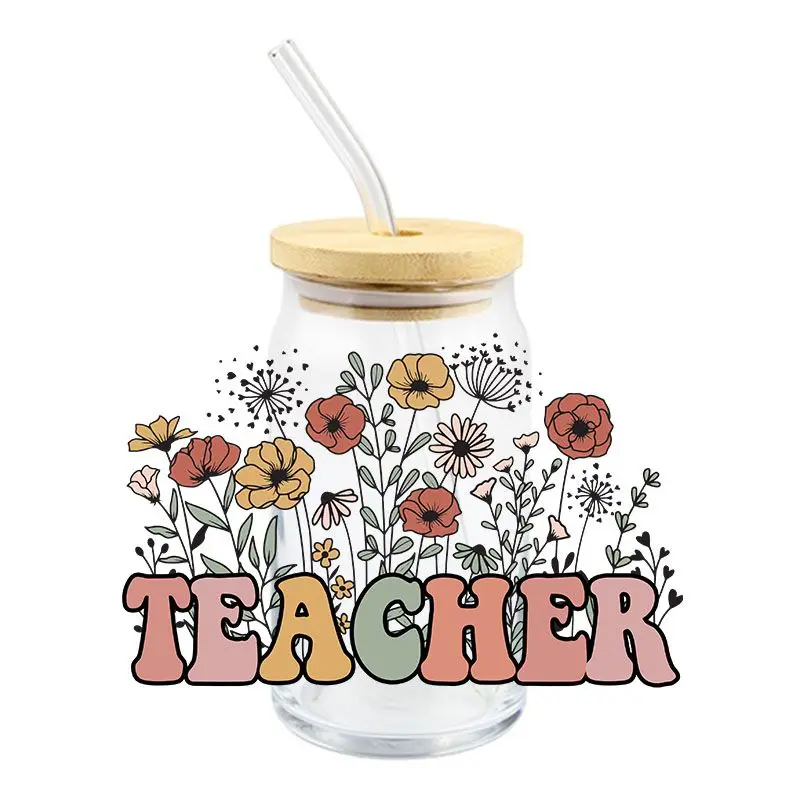 1pc To Teacher Design UV DTF Cup Wraps For 16 Oz Glass Cup