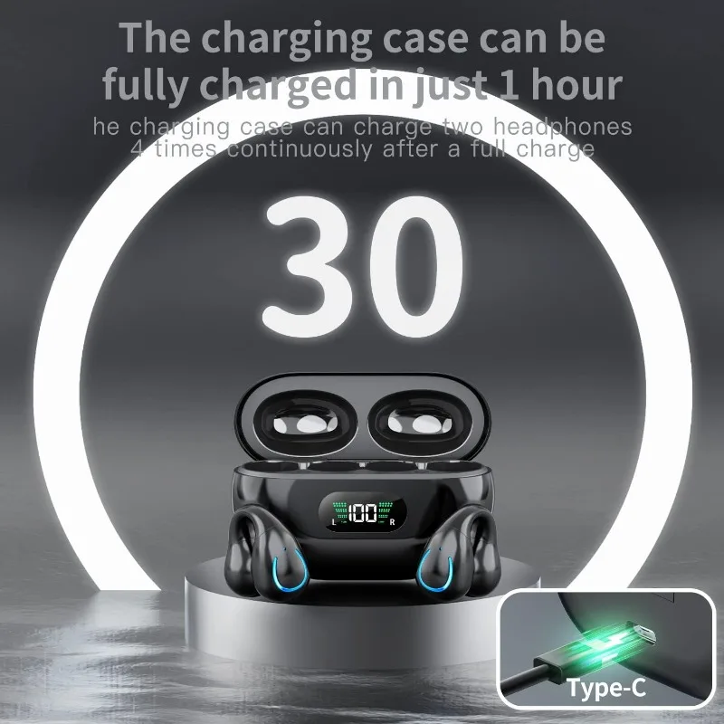 Wireless Open Ear Sport Headphones,Clip On Wireless BT Earbuds for Android iPhone,Air Conduction Headphones for Cycling,Running