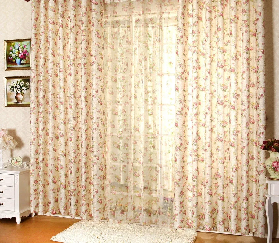 1PC Cretonne Recommended New Flower Curtains Living Bedroom Korean Garden marriage room in Small Girl 3