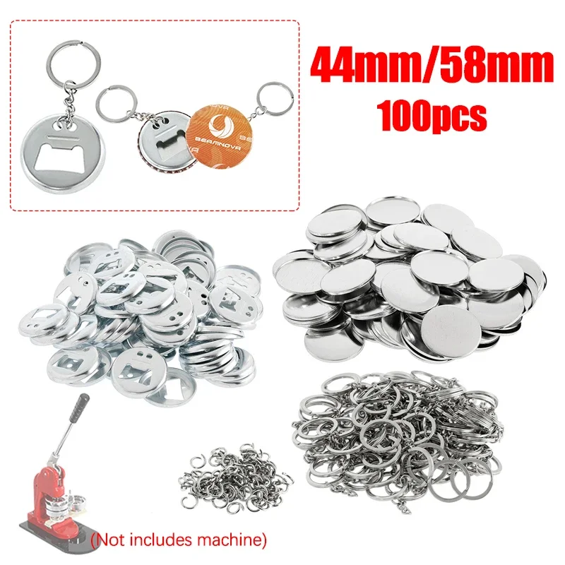 

100pcs 44mm 58mm Keychain Bottle Opener Badge Button DIY Making Supplies for Badge Maker Press Machine Button Accessories