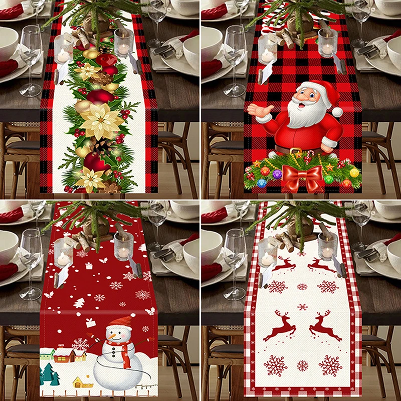 

Christmas Snowflakes Linen Table Runners Dresser Scarves Table Decor Farmhouse Dining Tablecloth New Year Christmas Decoration