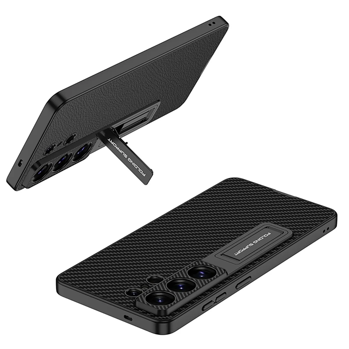 Suede Leather Stand Shockproof Protective Phone Case with Invisible Bracket