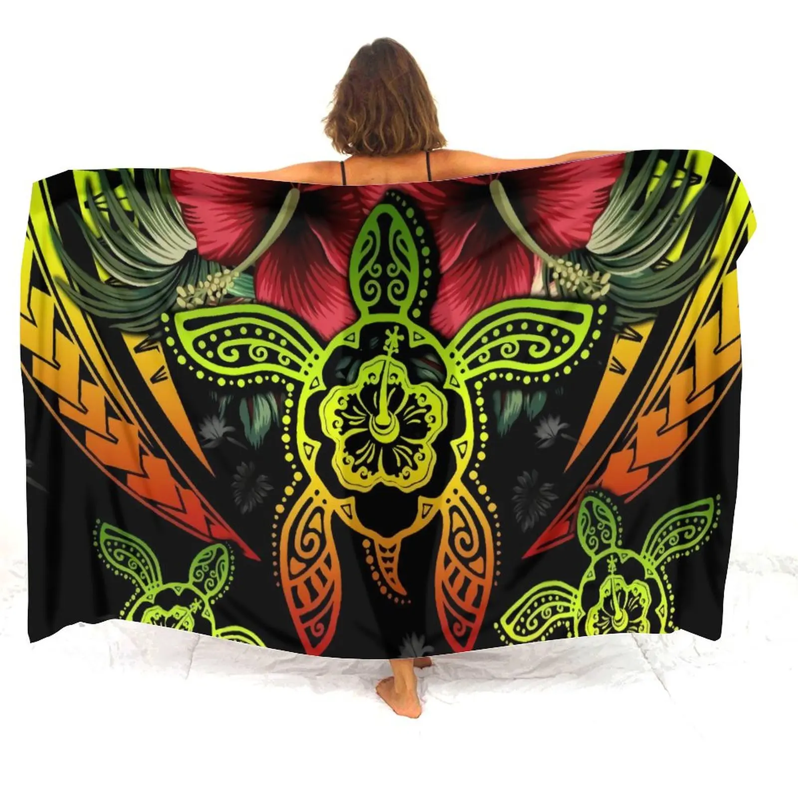 Pacific Island Art Sarong Custom Polynesian Retro Pattern Summer Seaside Sexy Style Sarong Wrap Coat Beach Windbreak Sciarpa