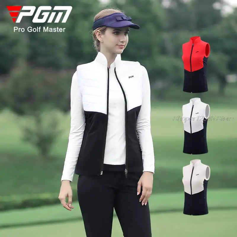 

Pgm Women Slim Golf Jacket Sleeveless Windbreaker Vest Ladies Winter Keep Warm Thicken Waistcoat Plus Cotton Lining Sports Vest