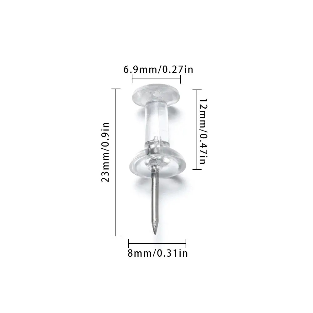 100 Pcs Reusable Board Thumb Tacks Buttons Pins Push Pins Drawing Stationery Supplies Clear Push push pins