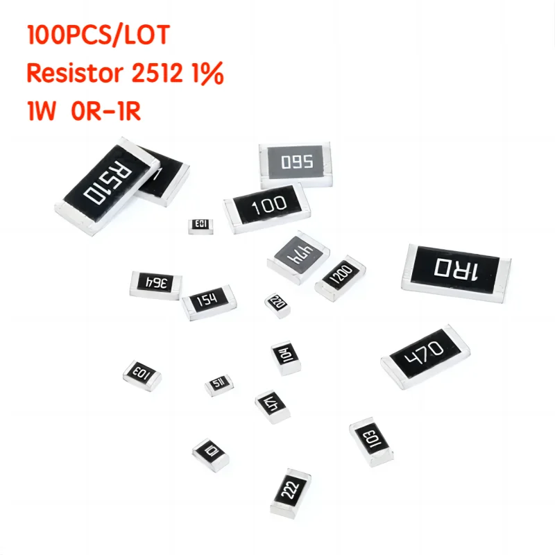 100PCS Resistor 2512 1% 1W 0R-1R 0R ohm ~ 1R ohm Resistor Kit Assorted Kit Sample Kit 0R 0.01R 0.012R 0.33R 0.5R 0.75R 0.91R