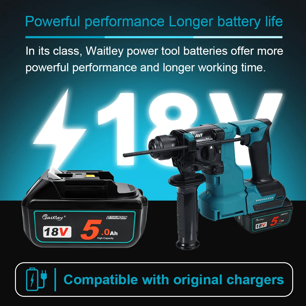 Waitley 18v 5.0ah Bl1850b Rechargeable Li-ion Battery For Makita 18 Volt  Power Tools Bl1860 Bl1830b Bl1850b Bl1840 Lxt-400 5a - Rechargeable  Batteries - AliExpress
