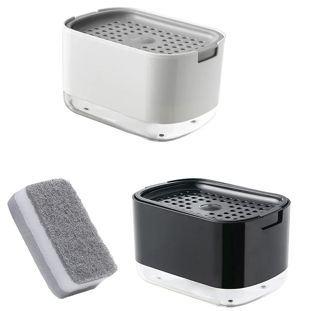 2In1 Dish Soap Dispenser Liquid Soap Pump Dispenser Soaps Container Sponged Holder Kitchen Bathroom Washing Accessory