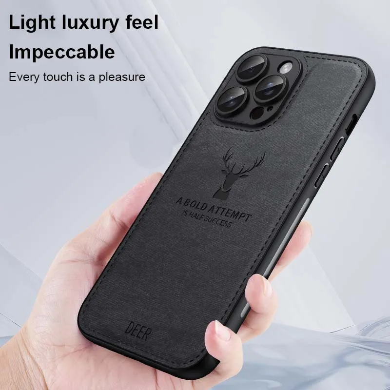 Elegant Luxury Leather Deer Head Phone Case - Shockproof Soft Silicone Cover