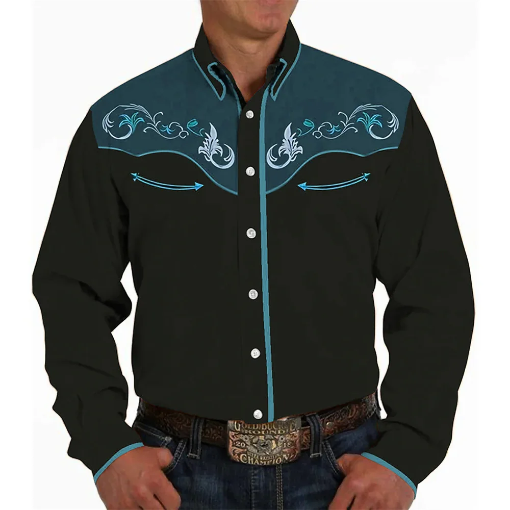 Chemise Manches Longues Western Cowboy Pour Hommes denim Vintage Chemise Manches Longues Western Cowboy Pour Hommes denim Vintage