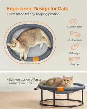 Feandrea Pet Bed, Cat Hammock, Elevated Cat Bed for Multiple Cats, with Removable Washable Mesh, for Pets up to 20 lb, Oval 4
