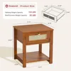 Nightstands Set , End Tables with Rattan Decor Drawers, Bedside Tables in Boho Style, Side Tables with Storage Shelf 2