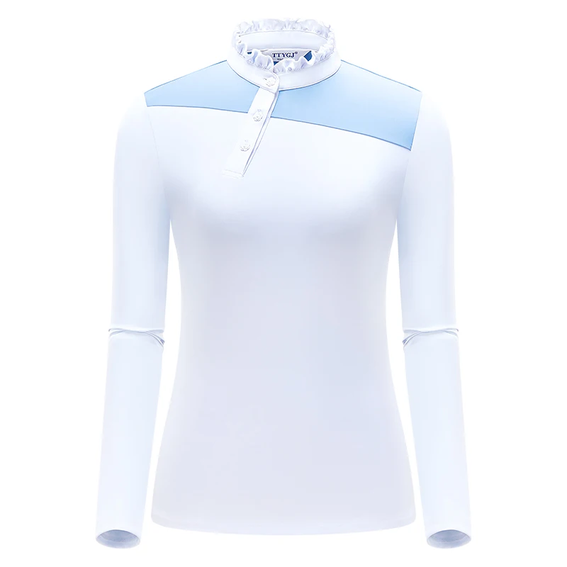 Golf Women's Polo Neck Long sleeved T-shirt Elastic Slim Fit Sports Short Skirt Anti glare