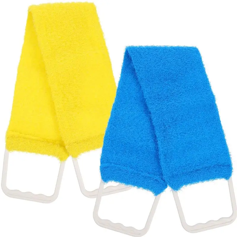 Solid Color Natural Bath Scrubber Rub Towel Massage Strap Double-Sided Strength Exfoliate Pull Back Strip Shower (Random Color)