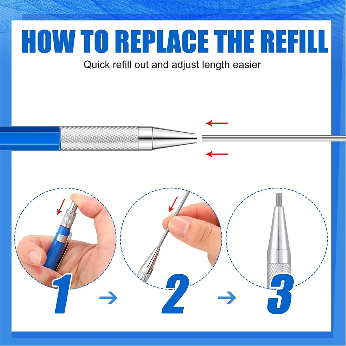 Welders Pencil Mechanical Pencils Metal Welding Marker 2 Pcs 48 PCS Round Refills